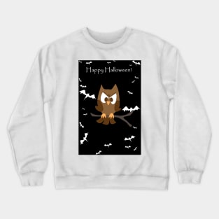 "Happy Halloween" Spooky Brown Owl Crewneck Sweatshirt